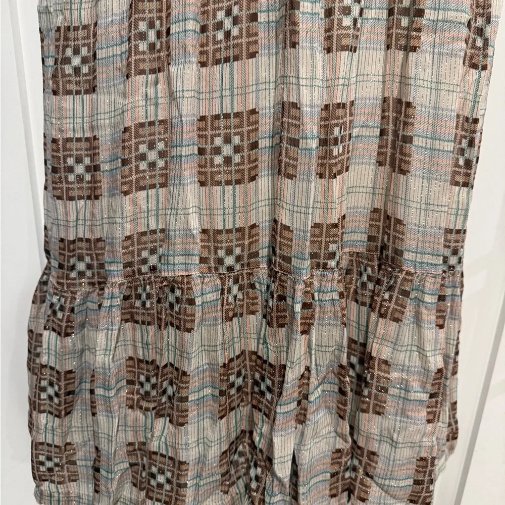 Anthropologie Elizabeth Brown and Cream Long Maxi Sleeve Dress ⭐️ STUNNING! - Picture 8 of 9
